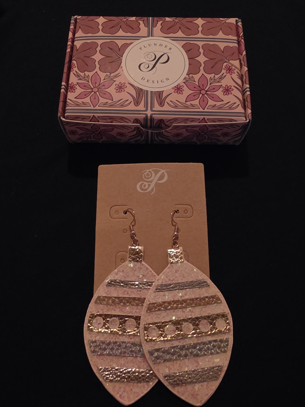White Glitter Stripe Drop Earrings